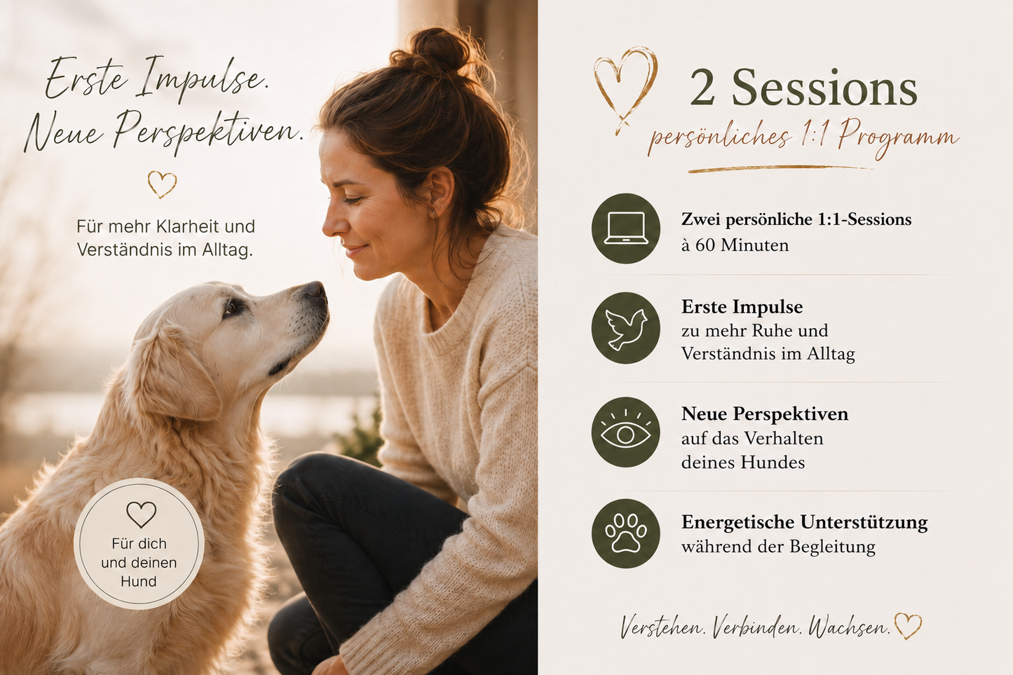 2 Sessions 1:1 Begleitung | HERZ & PFOTE